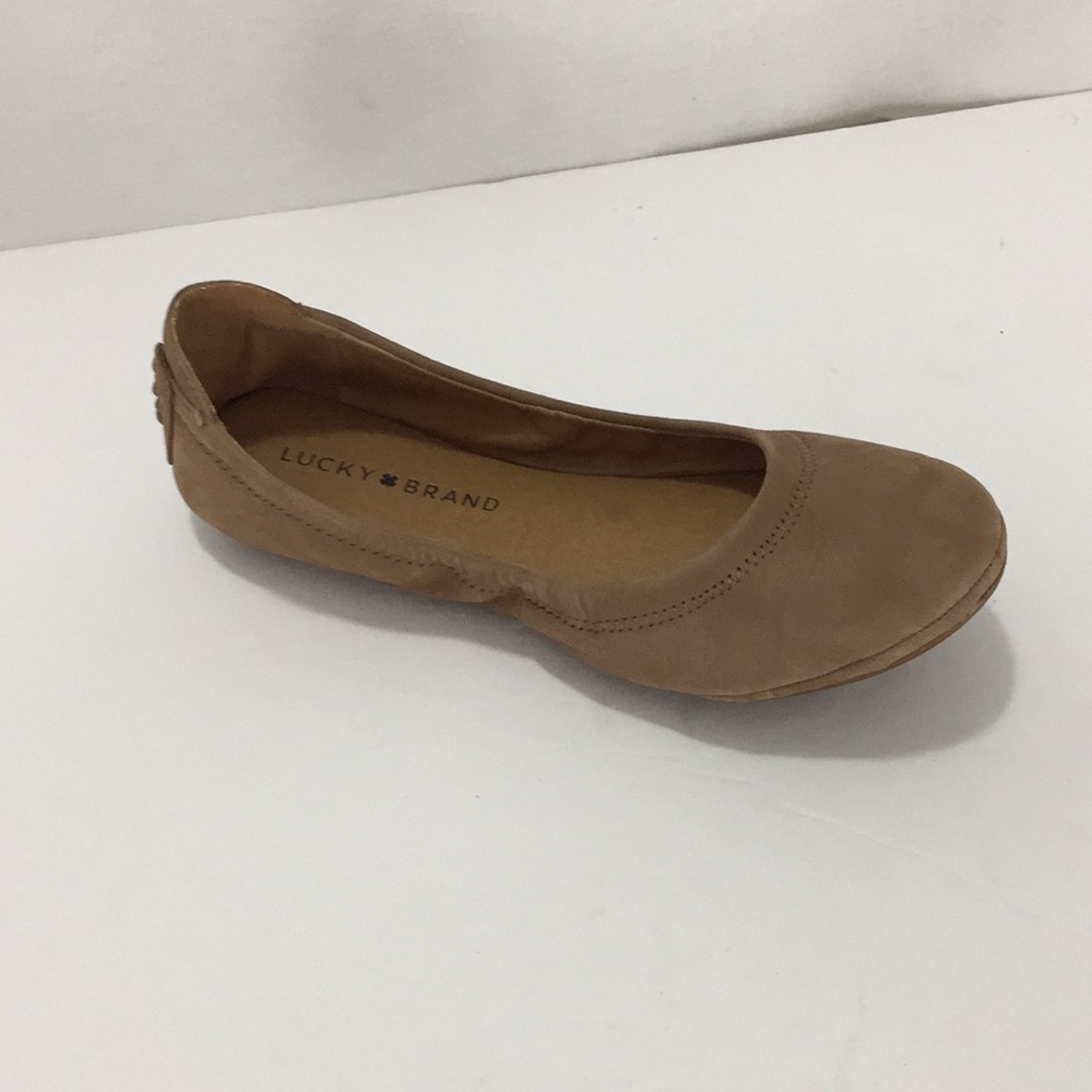 Lucky Brand Tan Nubuck Leather Ballet Flats Size 7.5 M